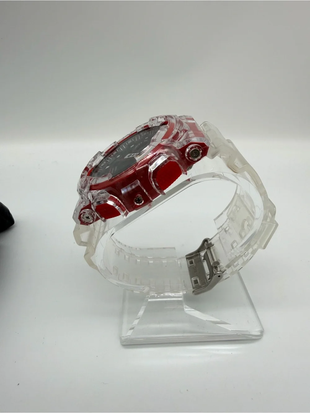 Custom Casio G-Shock GA-100 Clear Red Analog Digital Watch
